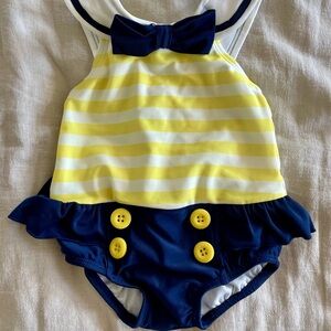 Yellow and Blue Striped Kids Swimwear